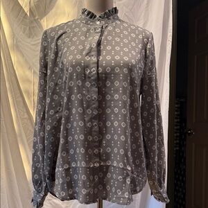 Ann Taylor Charcoal Patterned Blouse